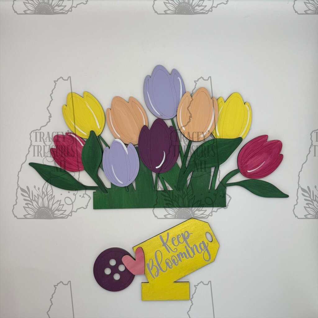Spring Tulips insert for Vintage Box © and Hutch Drawer Cabinet