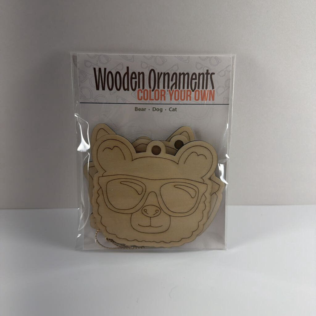 Color Your Own 3 pack of ornaments - Animals w/ Sunglasses