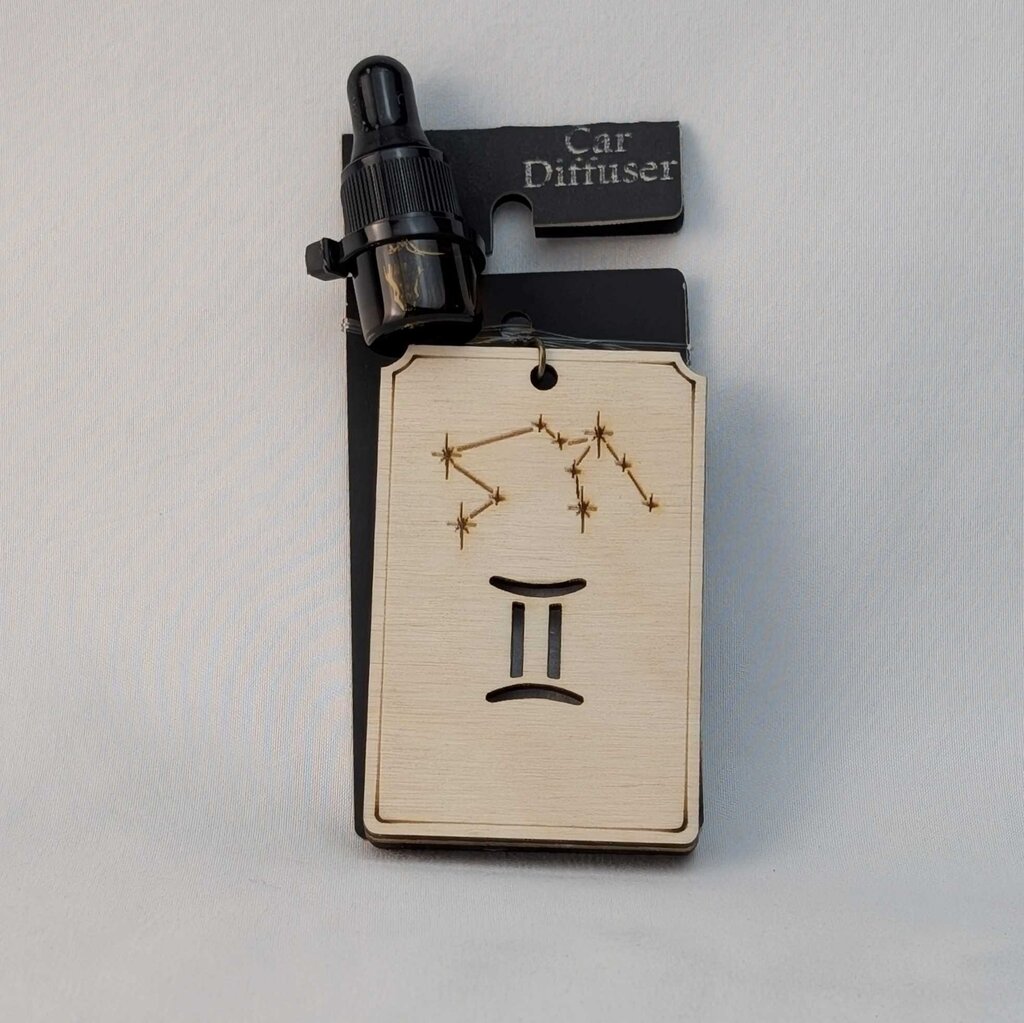 Zodiac Car Diffuser - Gemini natural wood