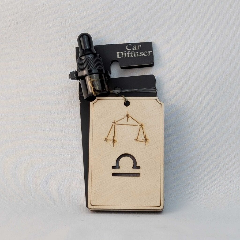 Zodiac Car Diffuser - Libra natural wood