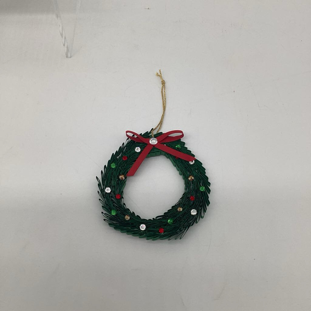 Christmas ornament Wreath green with Preciosa Crystals (multi colors, not rhinestones)