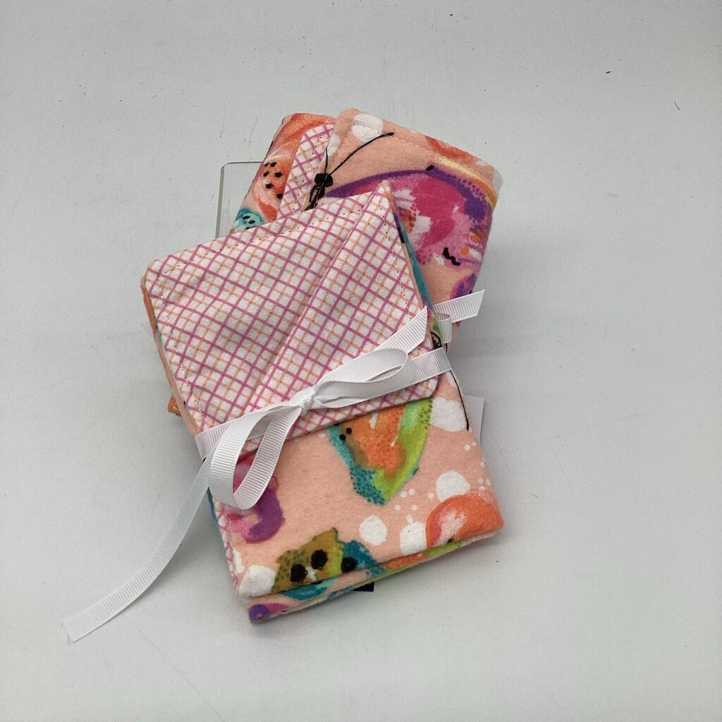 Burp cloth , peach butterfly w/ pink & peach