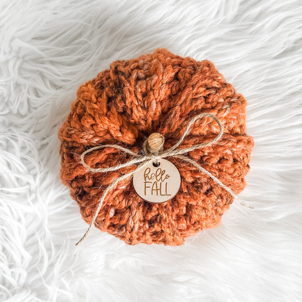 Large Crochet Pumpkin in Autumn Leaves / Hello Fall