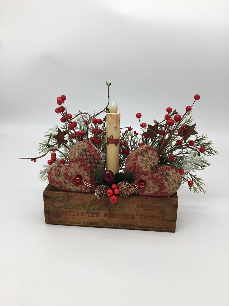 Christmas Heart Cheese Box with Red Truck Candle