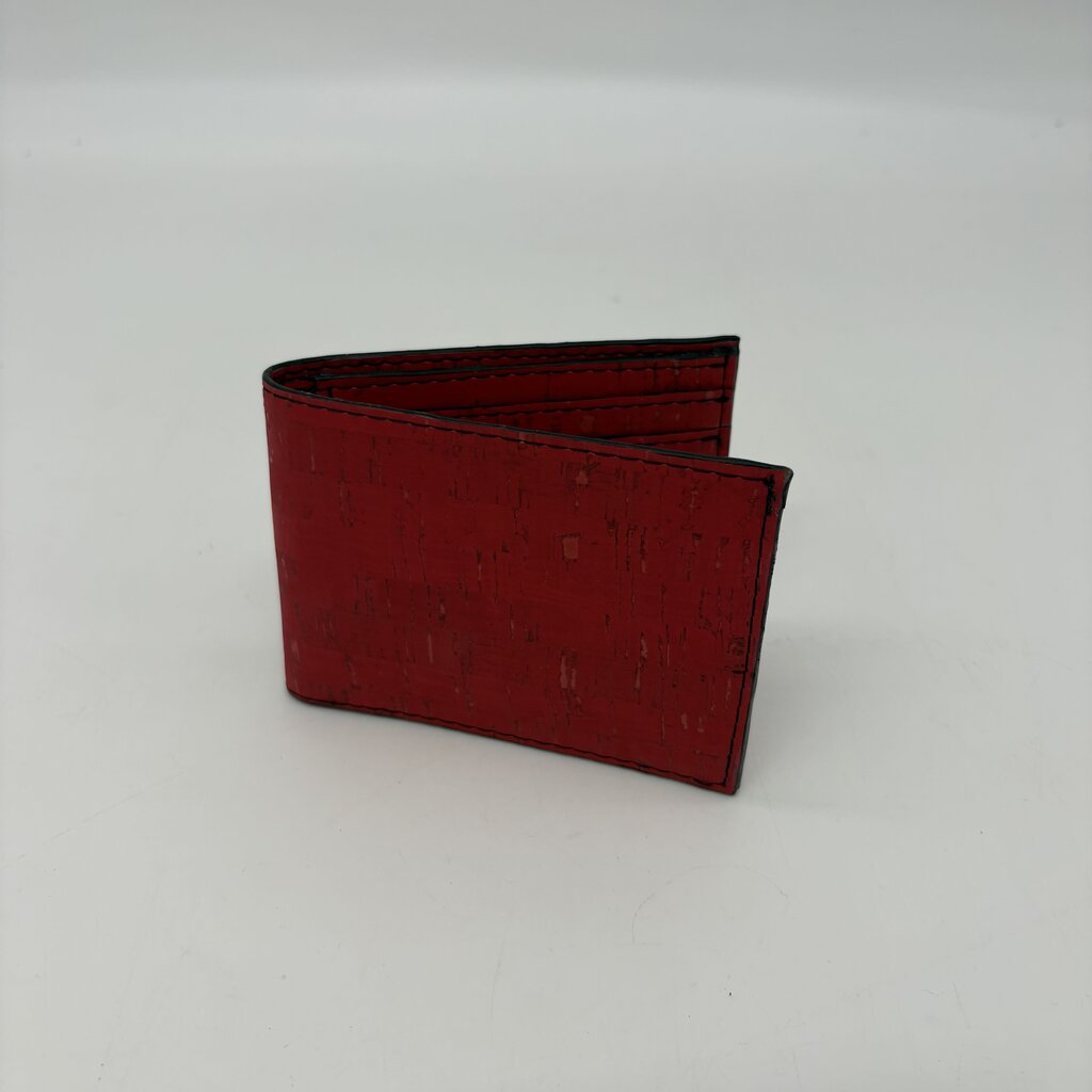 Classic Cork Bifold Wallet- Red