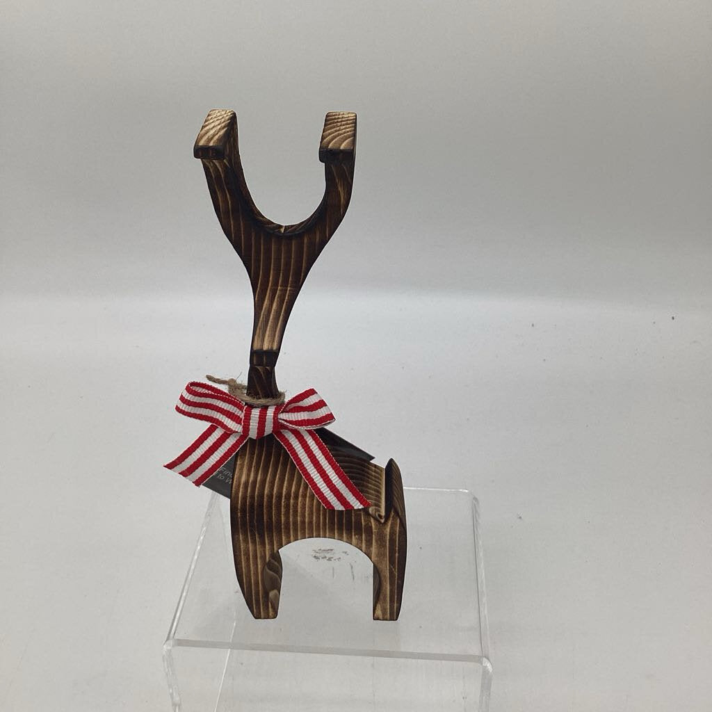 Wooden Reindeer w/ red & white bow