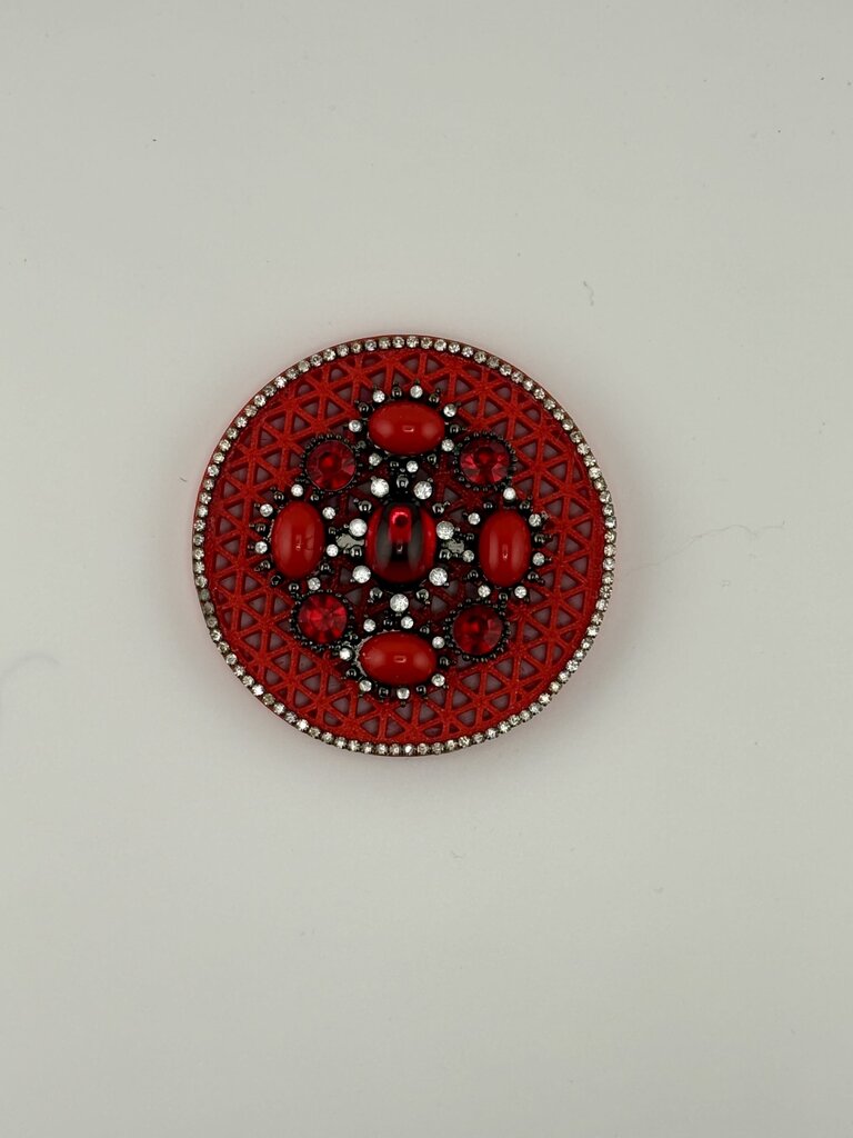 3X3 RED MAGNET w/ red, rhinestone & black trim color