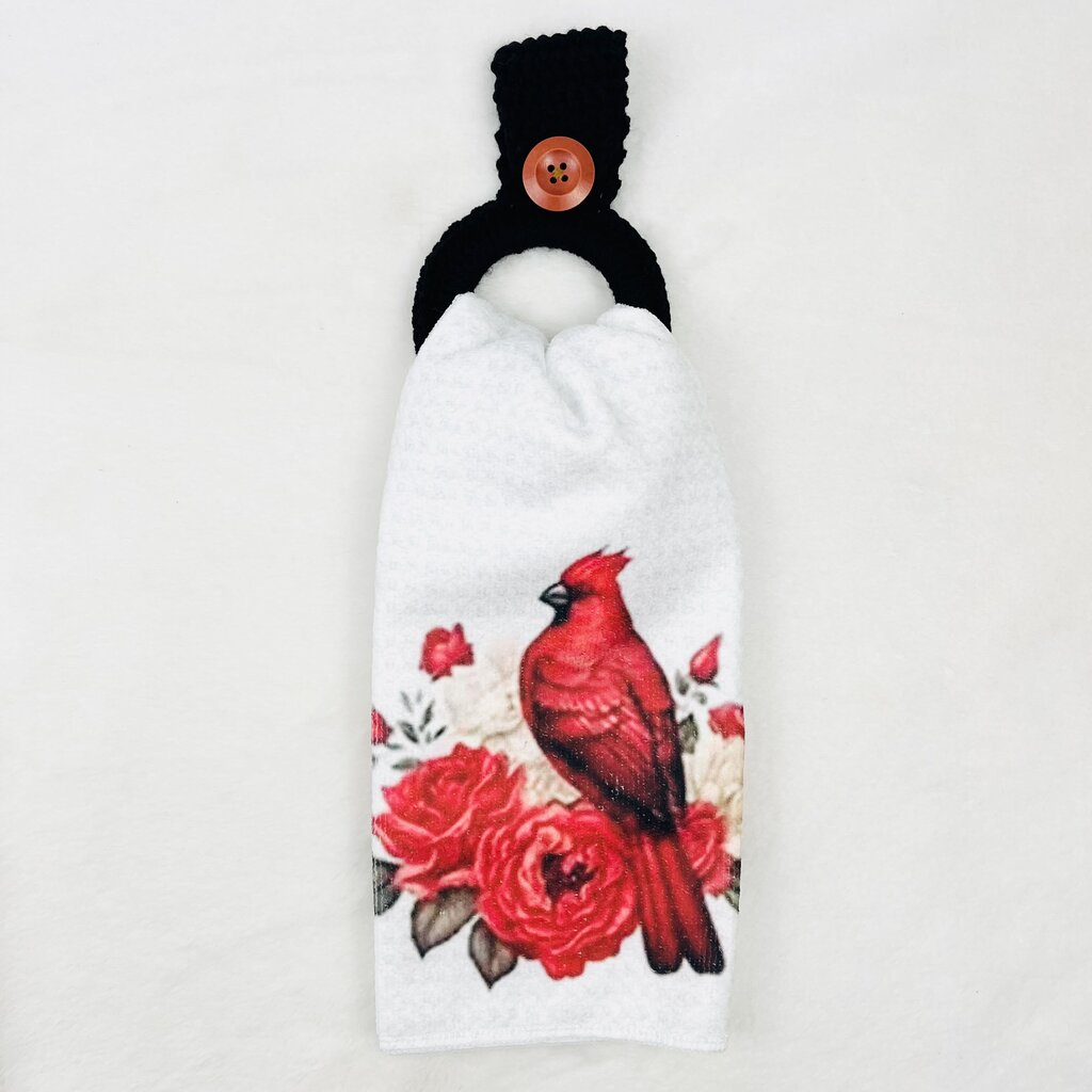 Hanging Towel Set - Cardinal with Rose