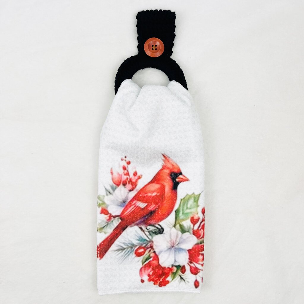 Hanging Towel Set - Cardinal with Holly