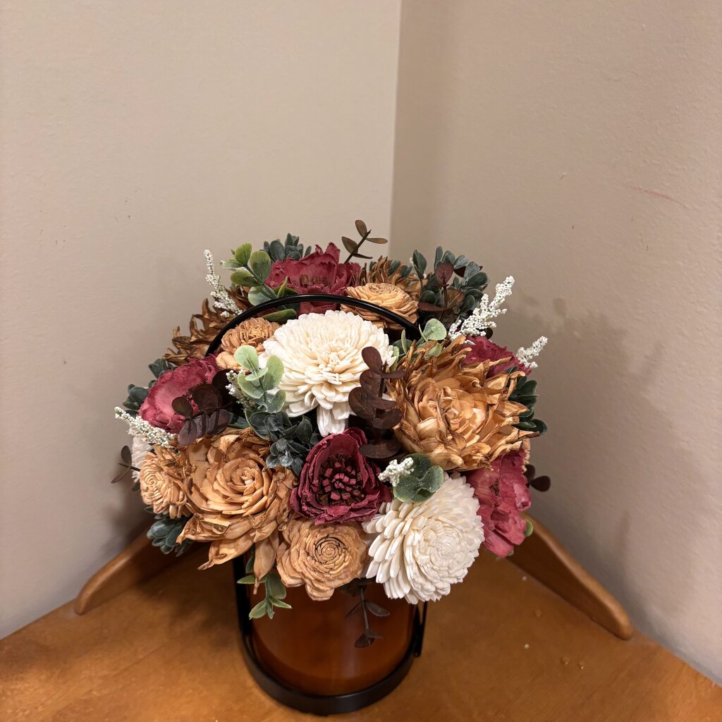 Lantern filled with Sola Wood Flowers