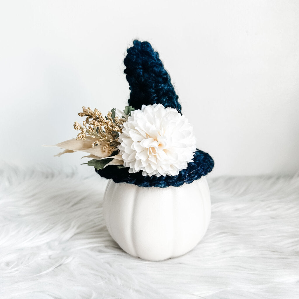 Faux Pumpkin with Crochet Witch Hat Style B