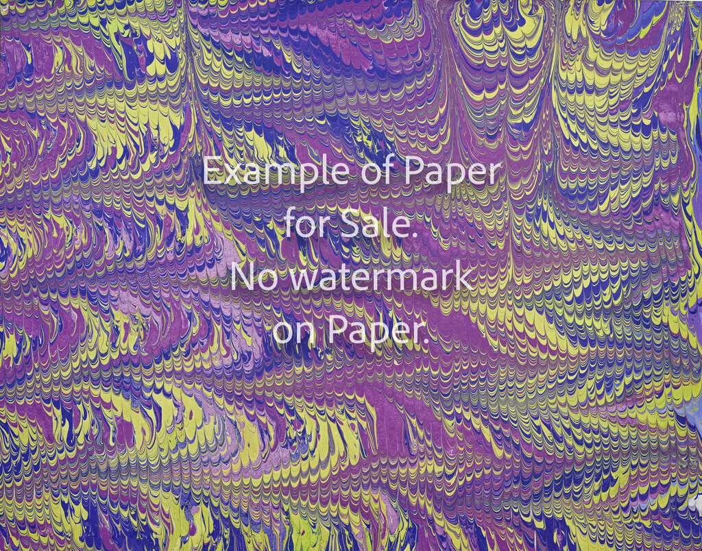 11 x 14 Original Hand-Marbled Paper - purple yellow