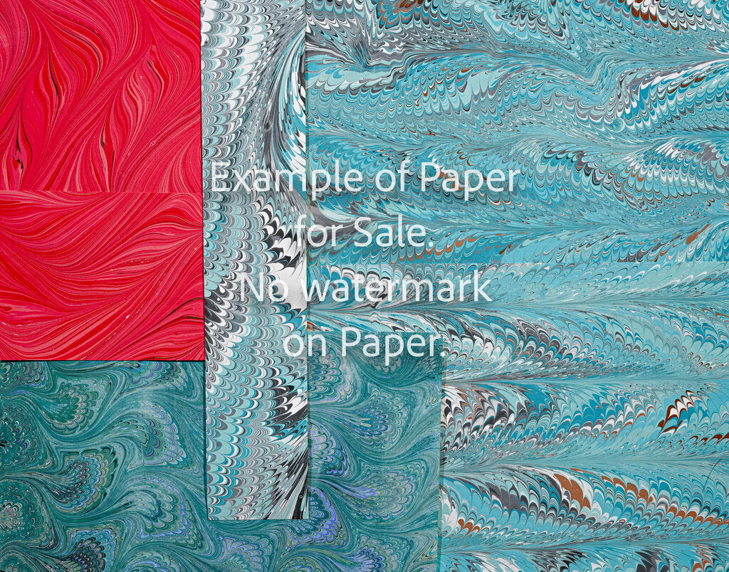 11 x 14 Patchwork Hand-Marbled Paper - teal red