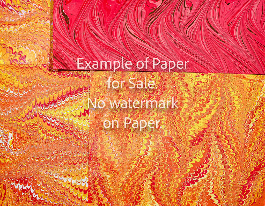 11 x 14 Patchwork Hand-Marbled Paper - red orange yellow