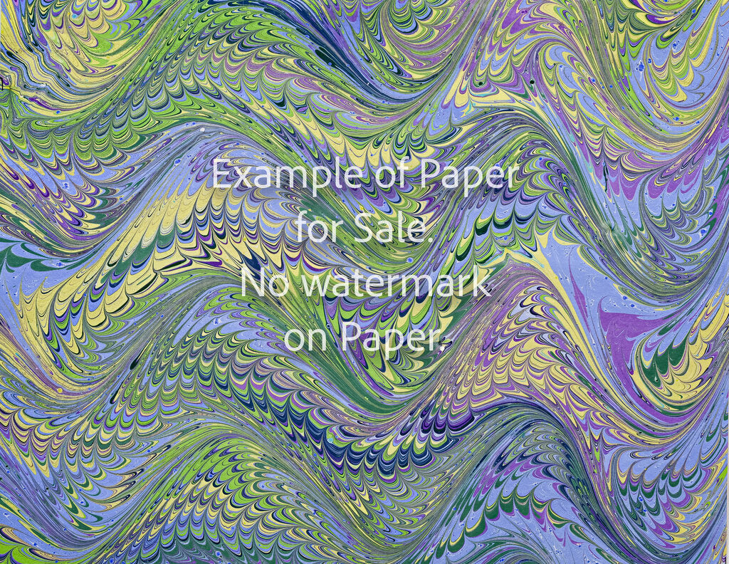 8 x 10 Original Hand-Marbled Paper - lavender yellow green