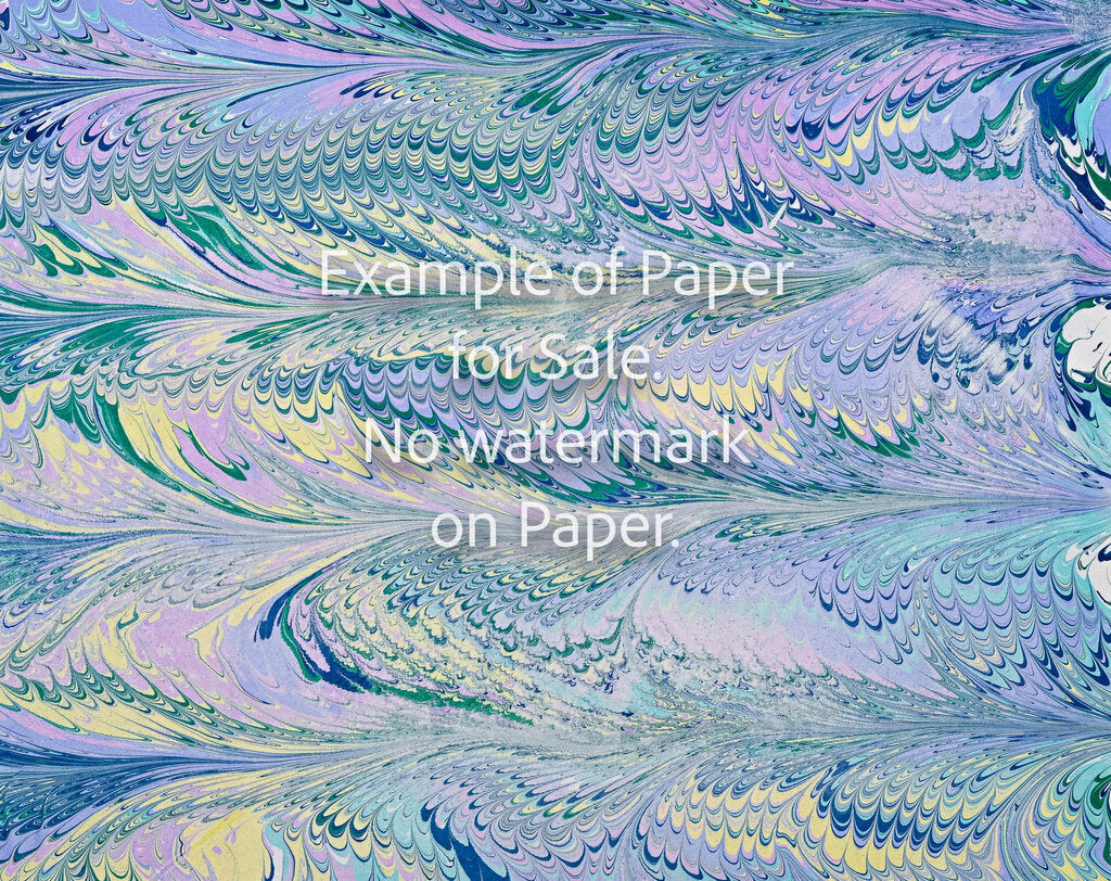 8 x 10 Original Hand-Marbled Paper - lavender Green yellow