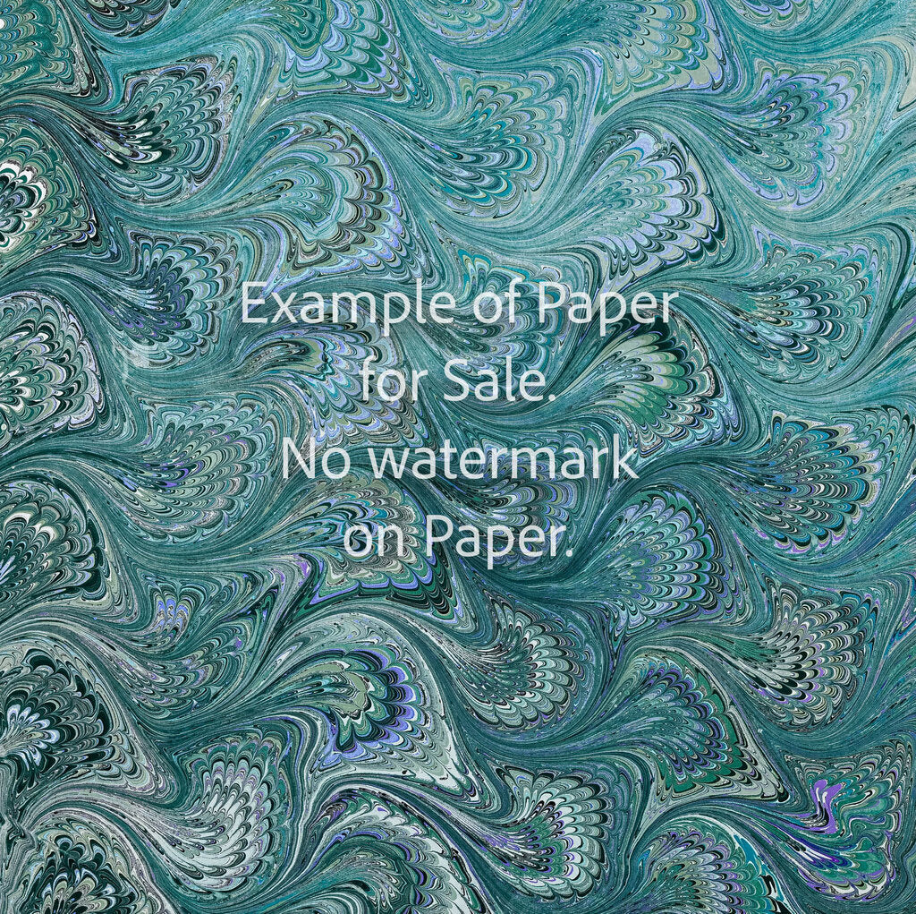 8 x 8 Original Hand-Marbled Paper - greens bouquet pattern 3