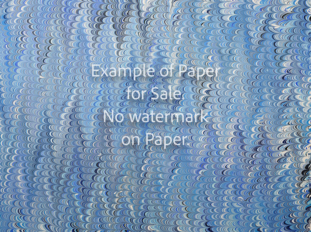 18 x 24 Original Hand-Marbled Paper - Blue and white combed