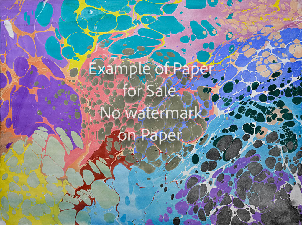 18 x 24 Original Hand-Marbled Paper - purple teal light green stone pattern