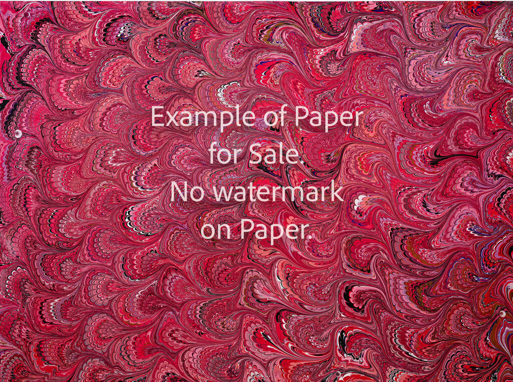 18 x 24 Original Hand-Marbled Paper - red and black bouquet pattern