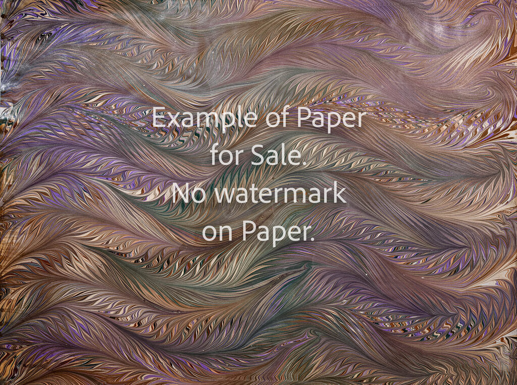 18 x 24 Original Hand-Marbled Paper - brown lavender black wave pattern