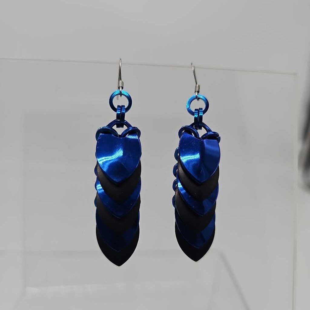 Blue Black Scale Earrings Surgical Steel Ear Wires