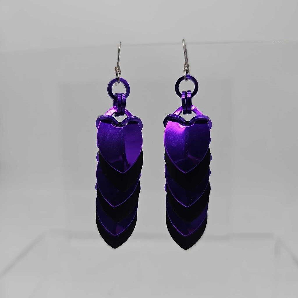Purple Black Scale Earrings Surgical Steel Ear Wires
