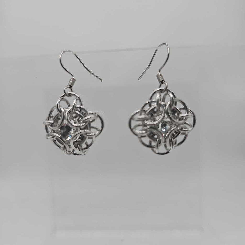 White Diamond Silver Oriana Earrings Surgical Steel Ear Wires