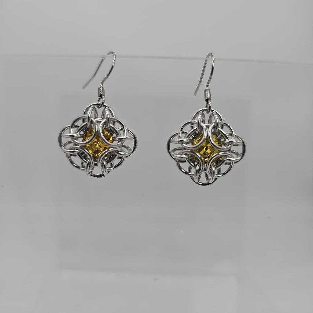 Yellow Silver Oriana Earrings Surgical Steel Ear Wires