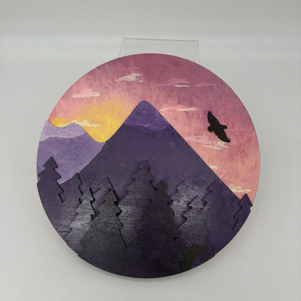 Pink Sunset Mountain Round