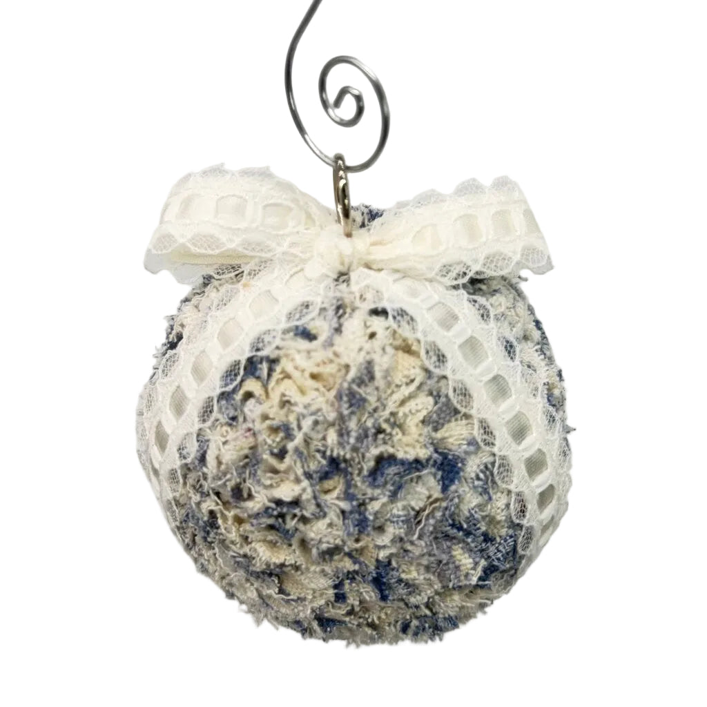 Blue floral lace Hanging ornament/bauble