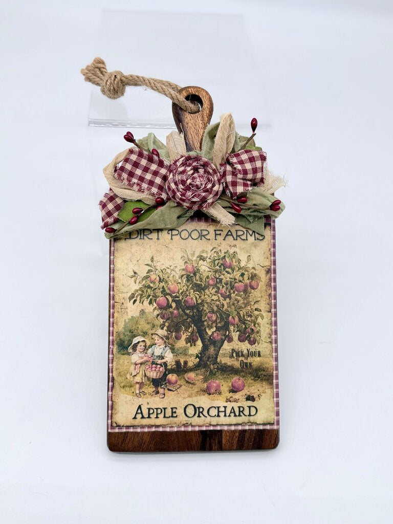 Decorative cutting board - dirt poor farm apple