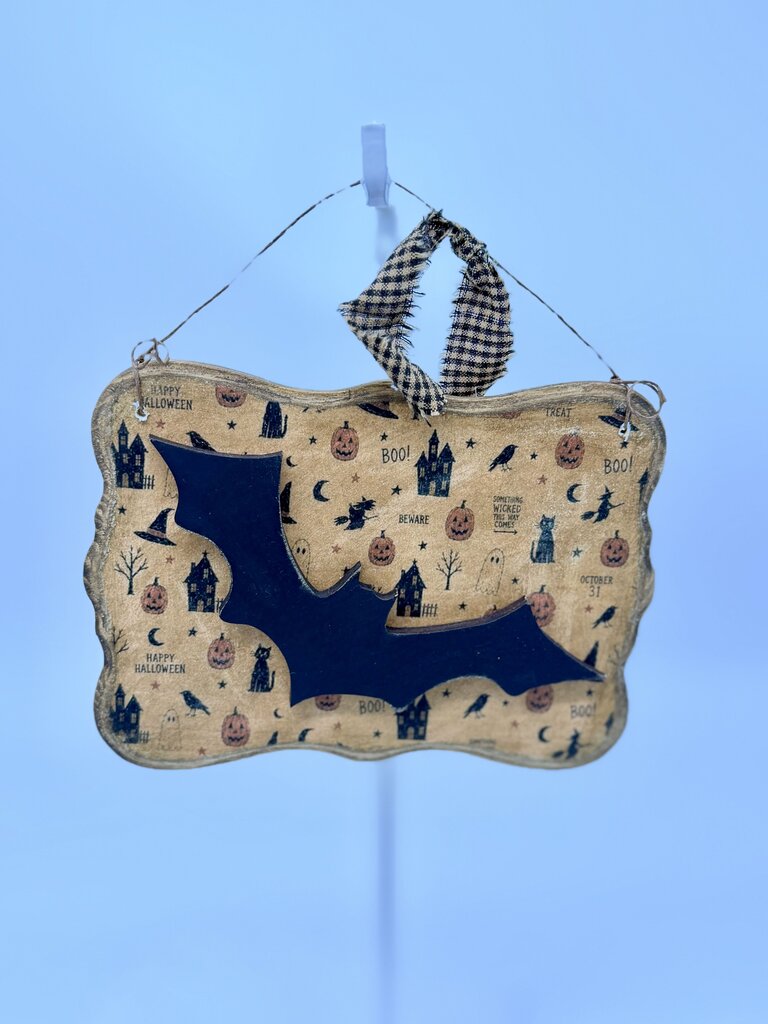 Halloween bat hanging sign