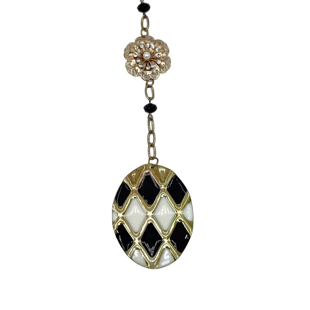 Black and white repurposed jewelry hanging ornament