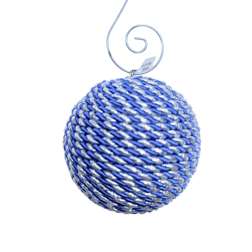 Blue and silver swirl ornament
