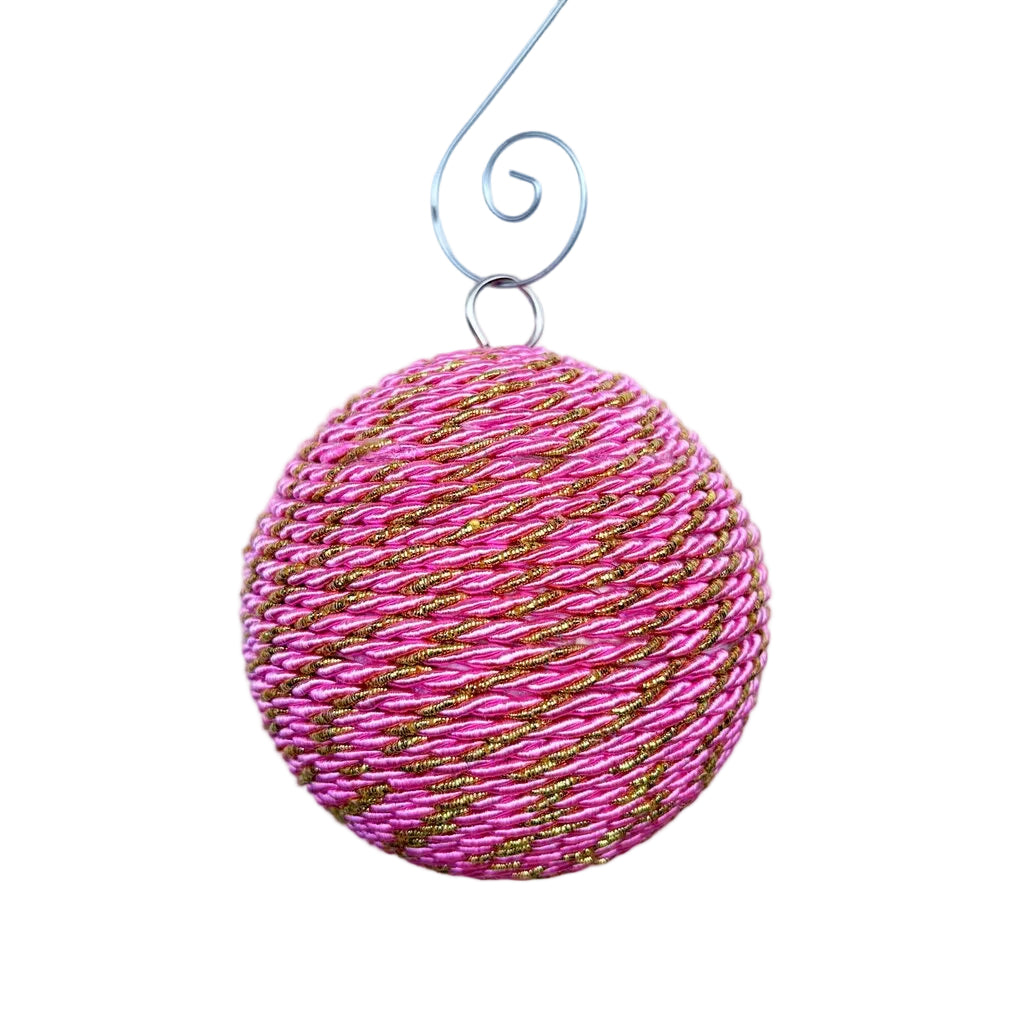 pink and gold swirl ornament