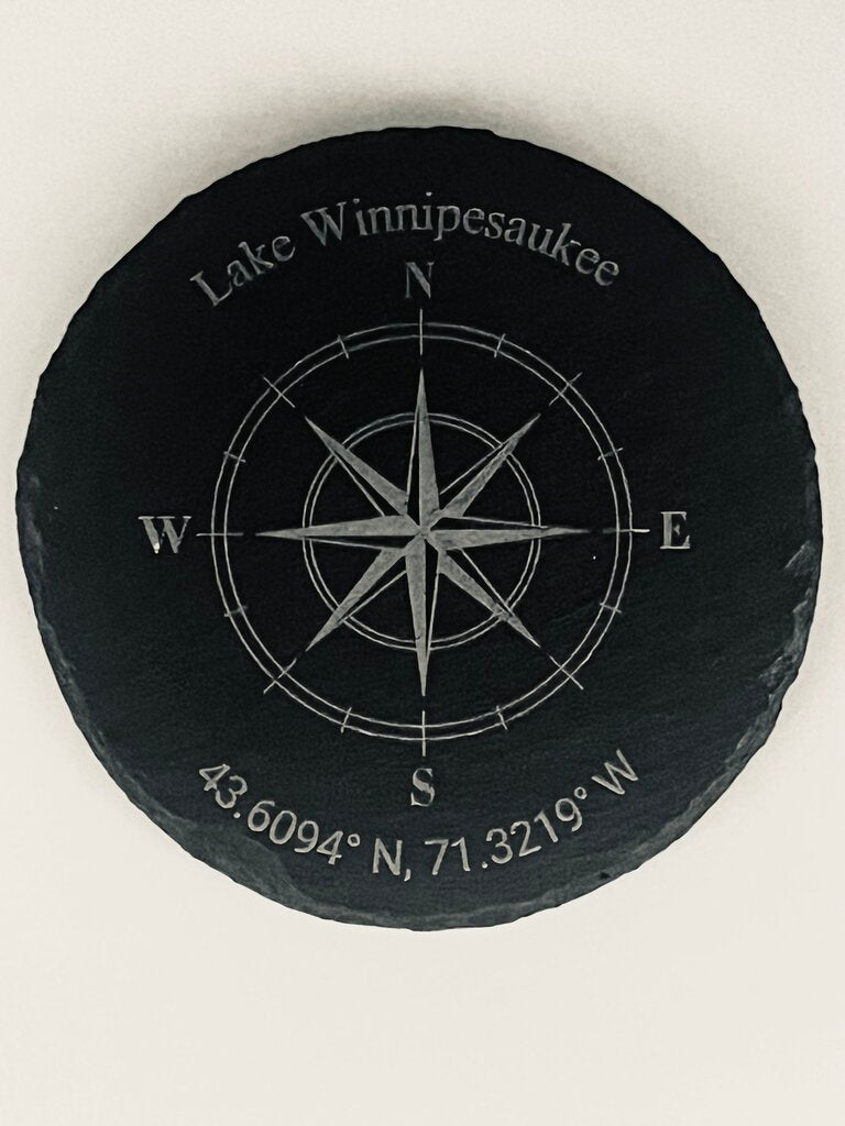 Lake Winnipesaukee Slate Round Compass