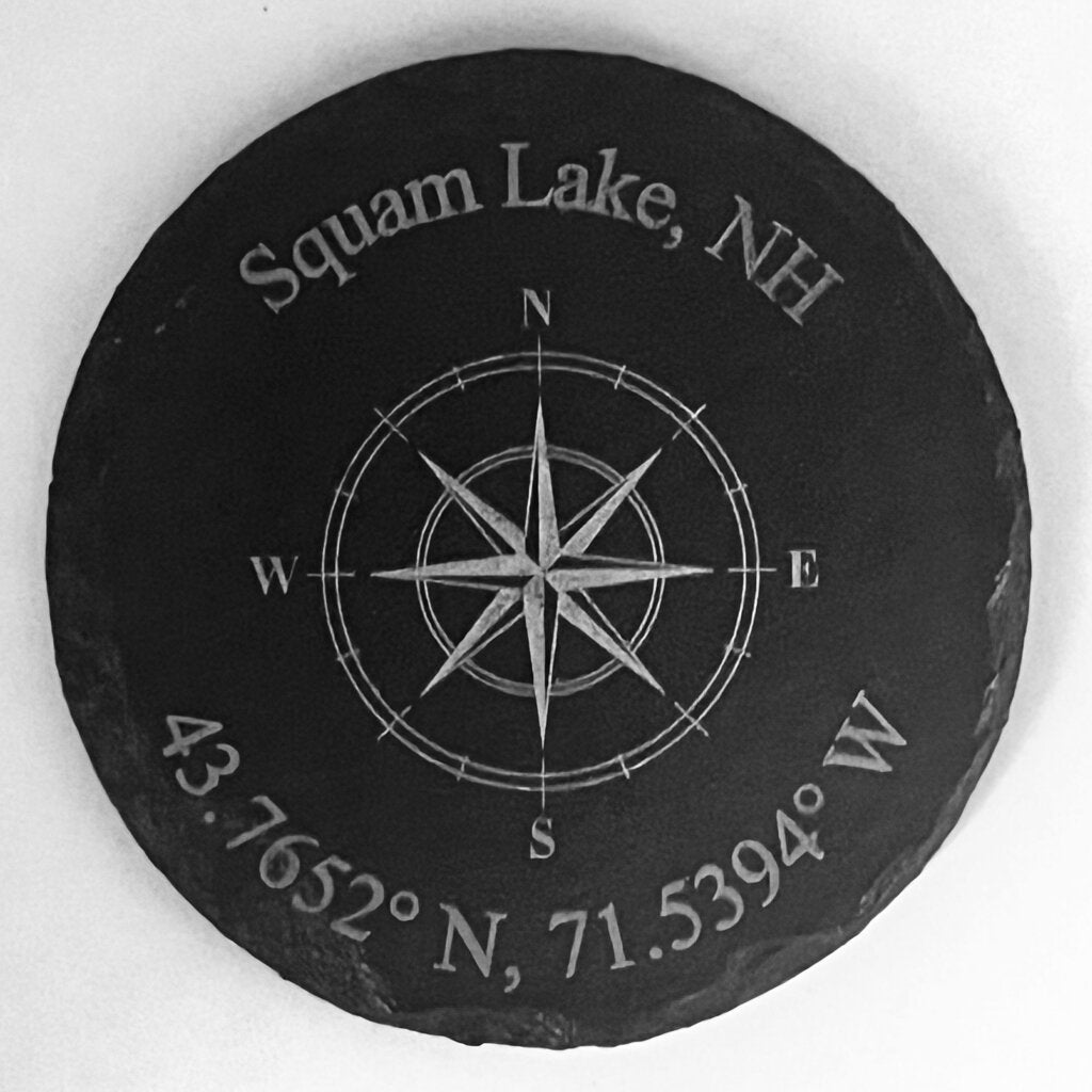 Squam Lake Compass Round Slate