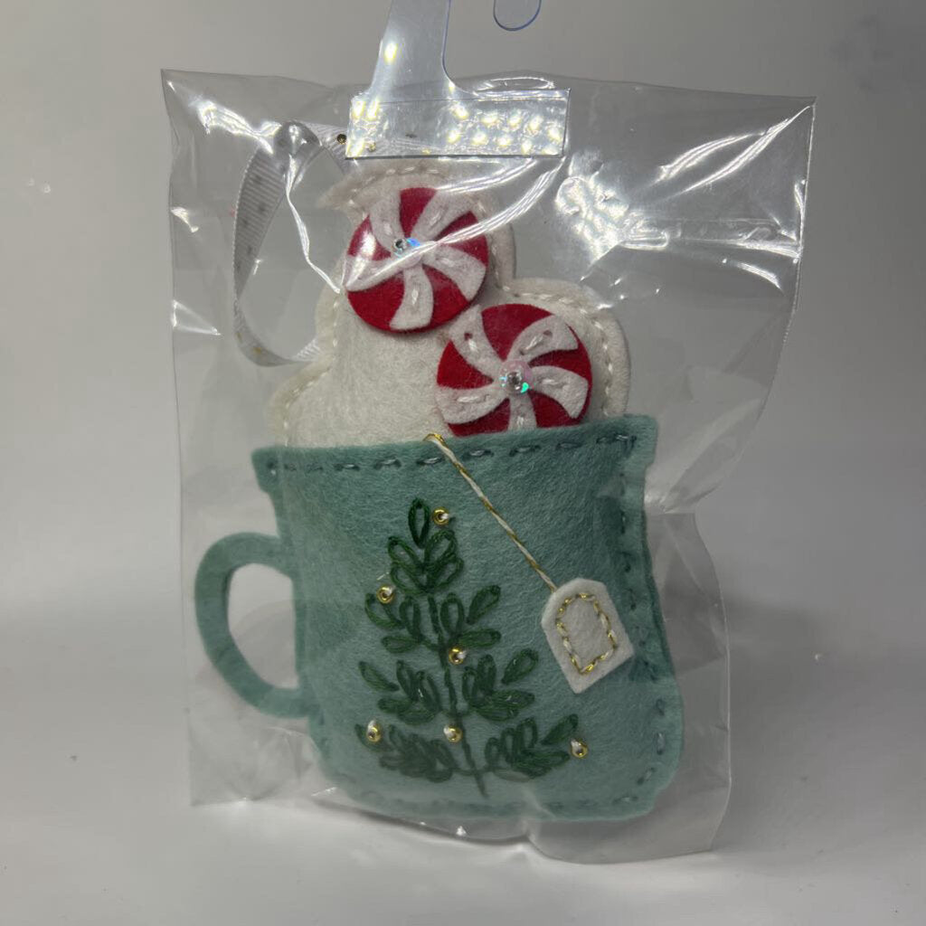 Embroidered mug ornament
