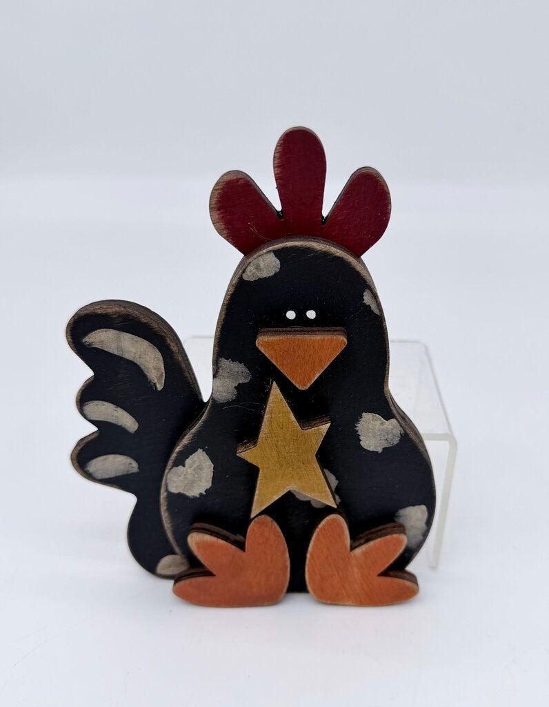 Black rooster shelf sitter