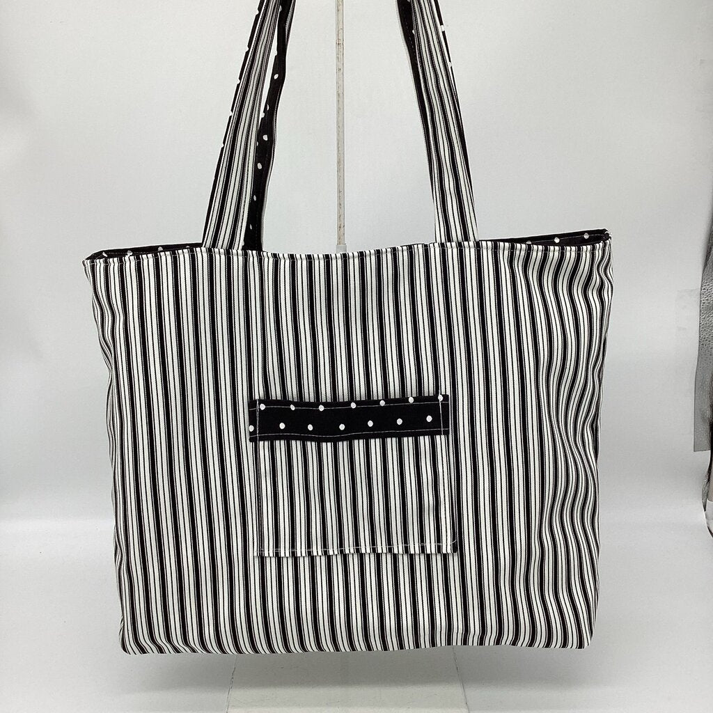 Black and white polka dot / black & white reversible tote bag