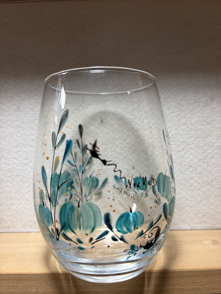 teal pumpkin witch stemless
