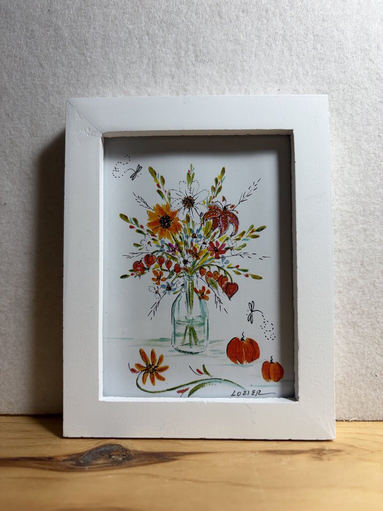 Fall vase white frame