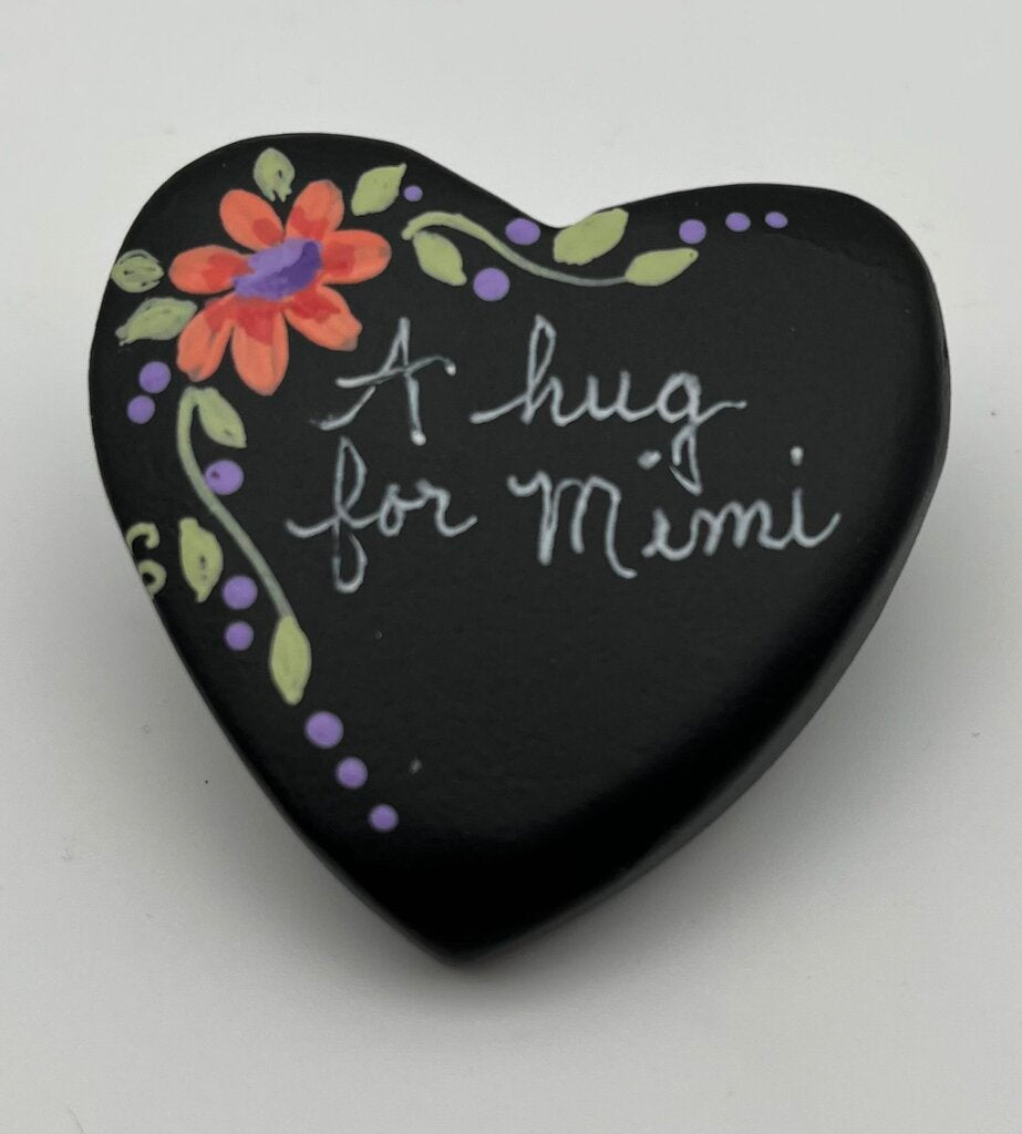Heart rock-blk-"A hug for mimi"
