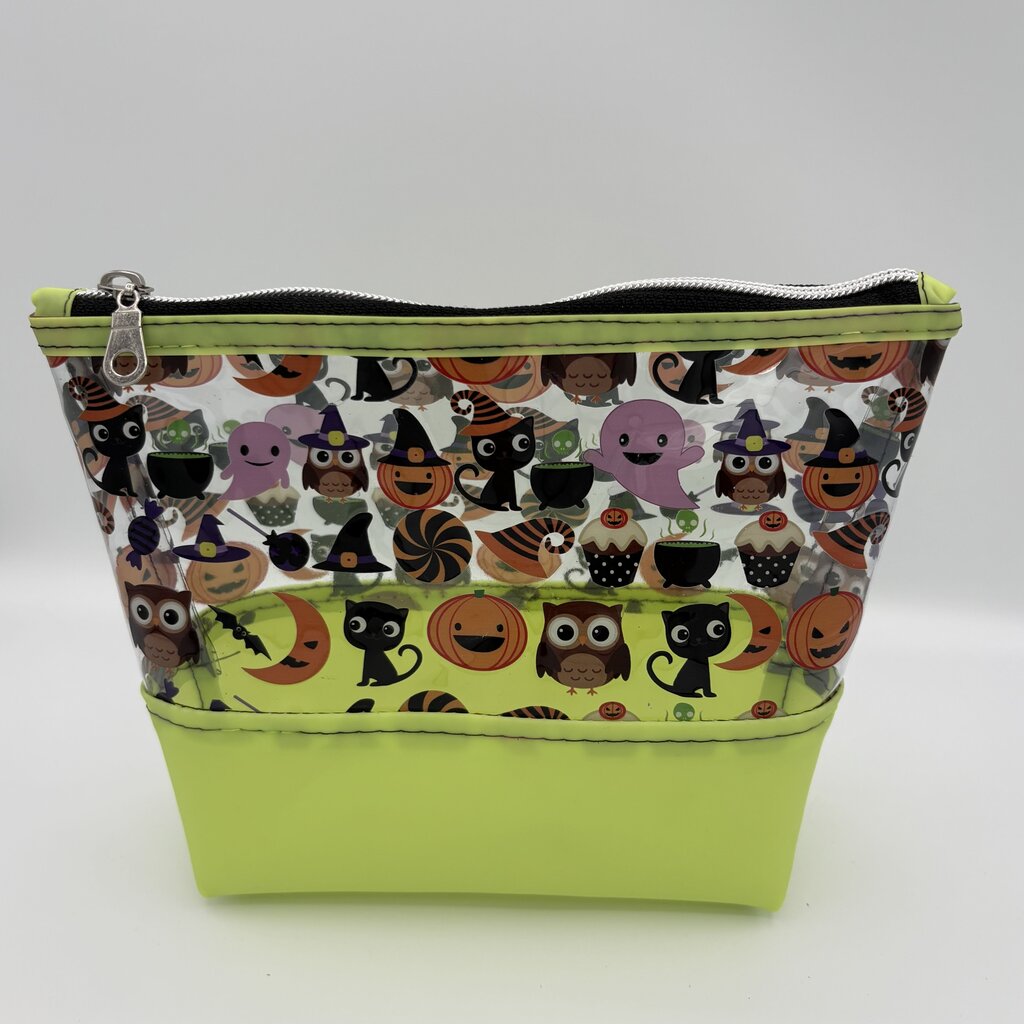 Boo Basket Pouch- Green Cats