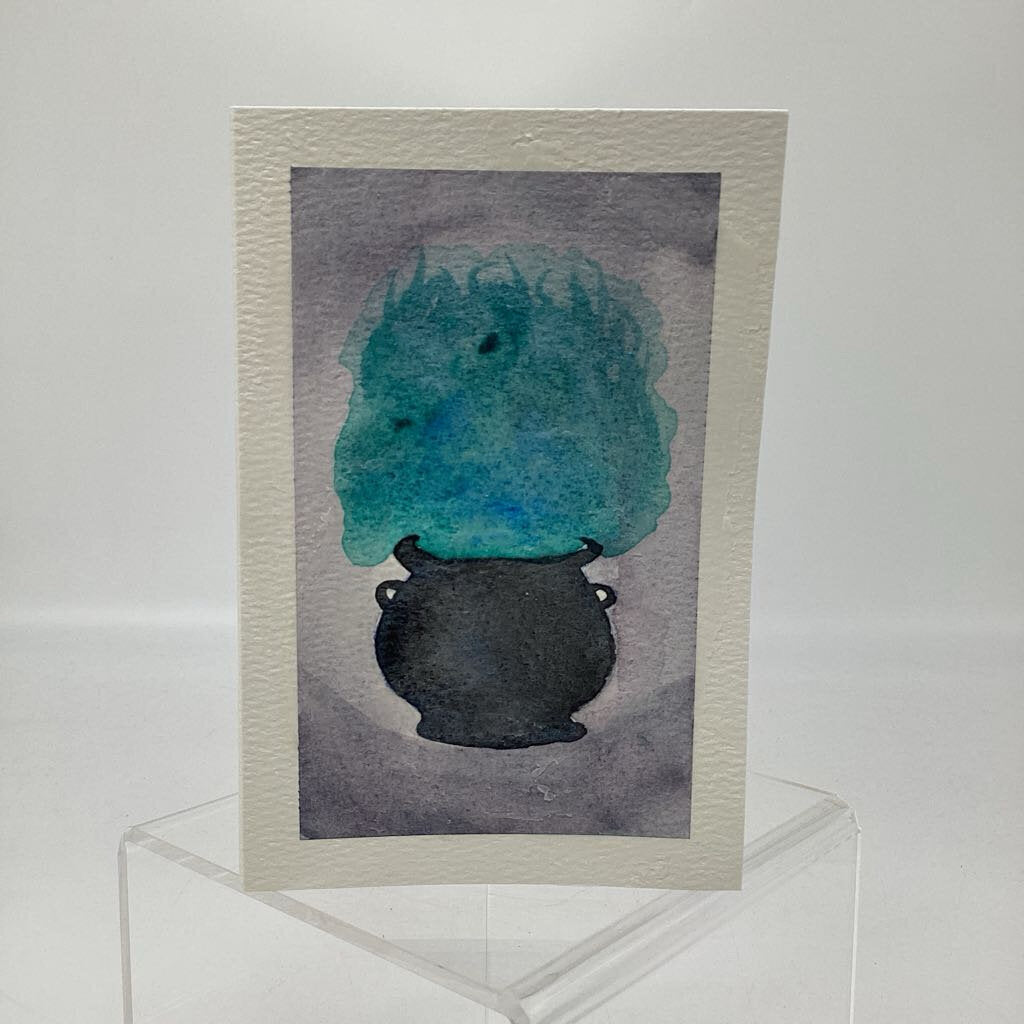 Halloween Card - Cauldron - Teal