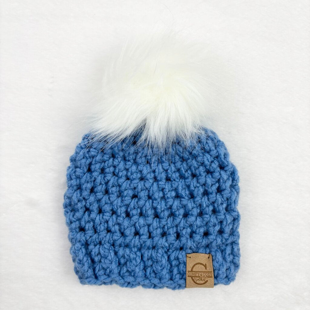 Pom Pom Hat (0-3 month) - Blue