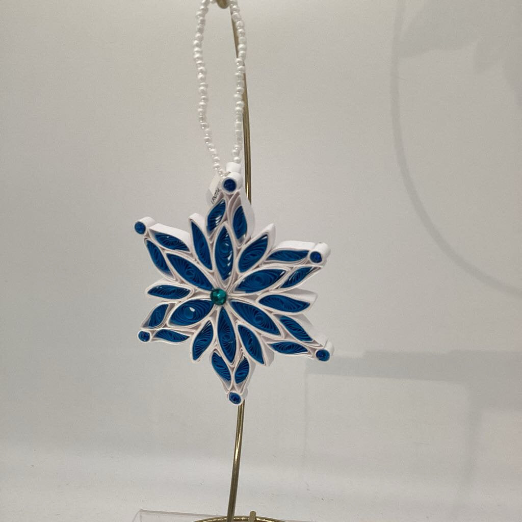Snowflake blue and white christmas ornament
