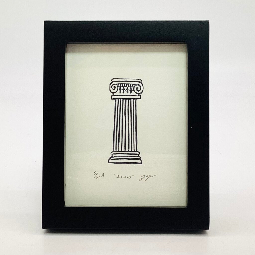 Ionia: Greek Column Eraser Art Print FRAMED