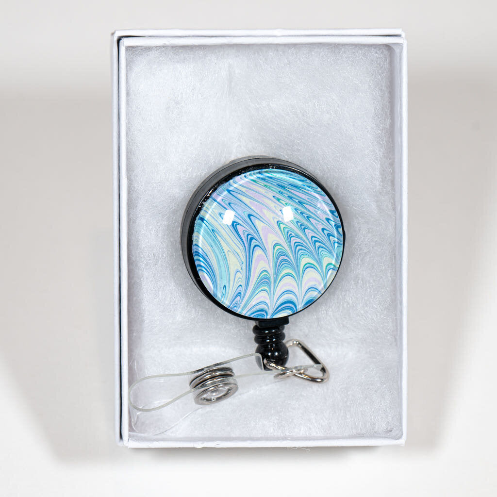 1.25" Badge Reel - Gift Box - green, teal purple white